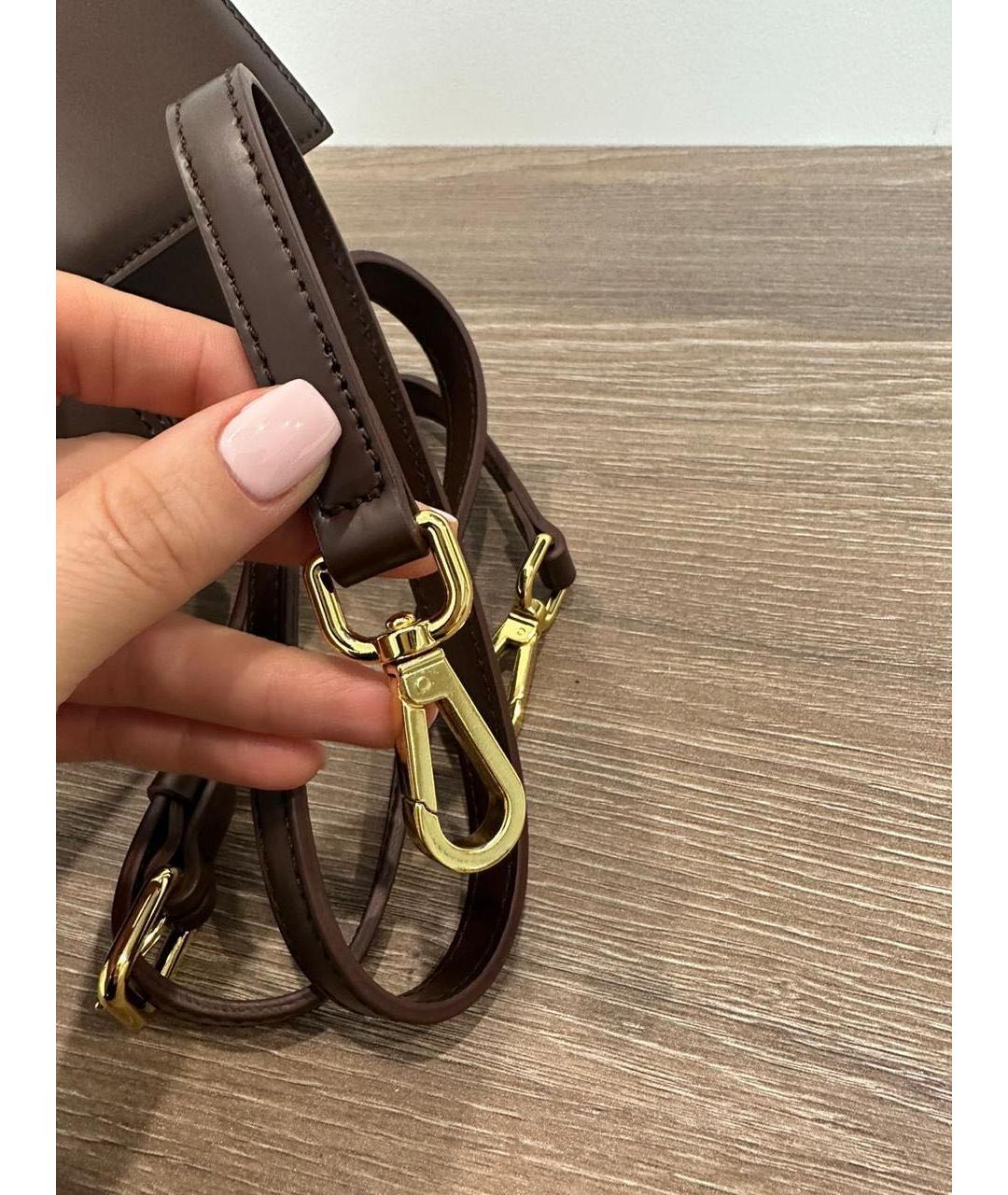 JACQUEMUS Коричневая кожаная сумка через плечо, фото 6