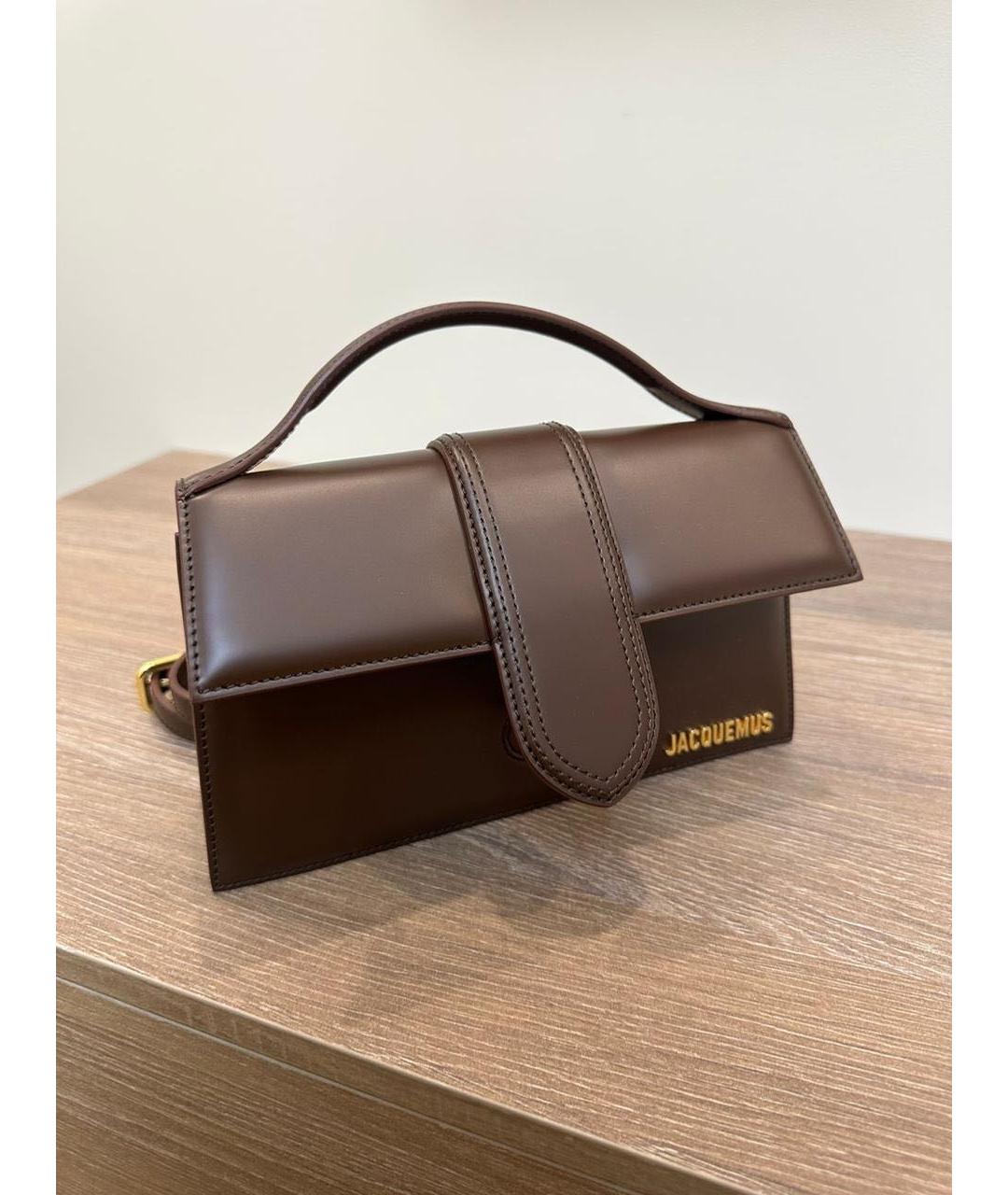 JACQUEMUS Коричневая кожаная сумка через плечо, фото 7