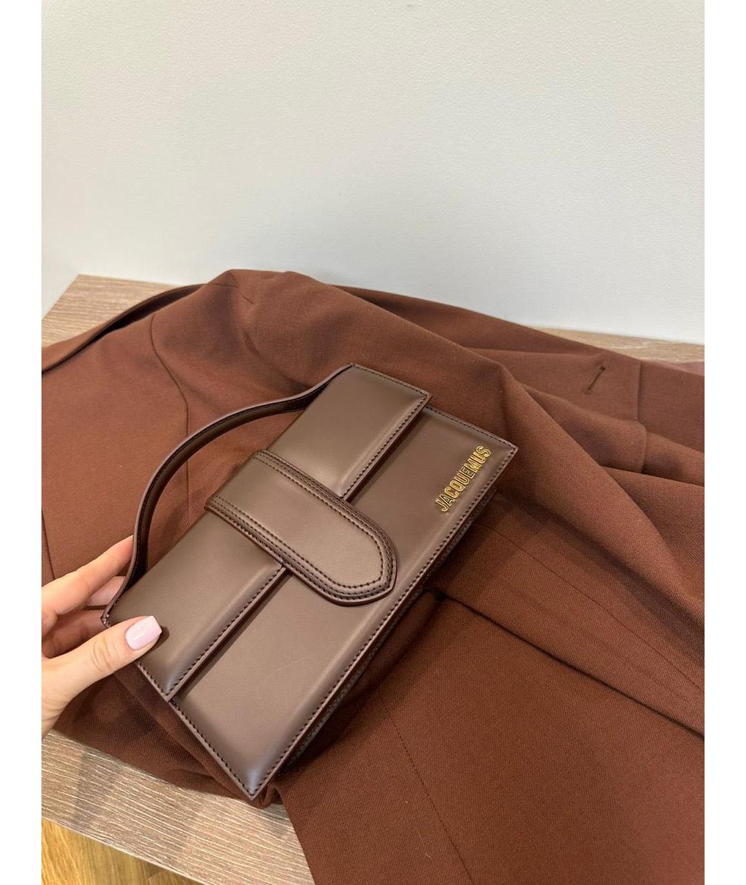 JACQUEMUS Коричневая кожаная сумка через плечо, фото 3