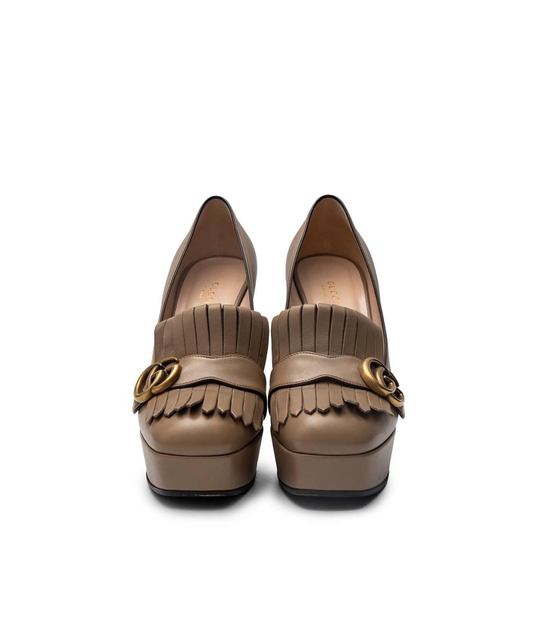 GUCCI Бежевые кожаные туфли, фото 3