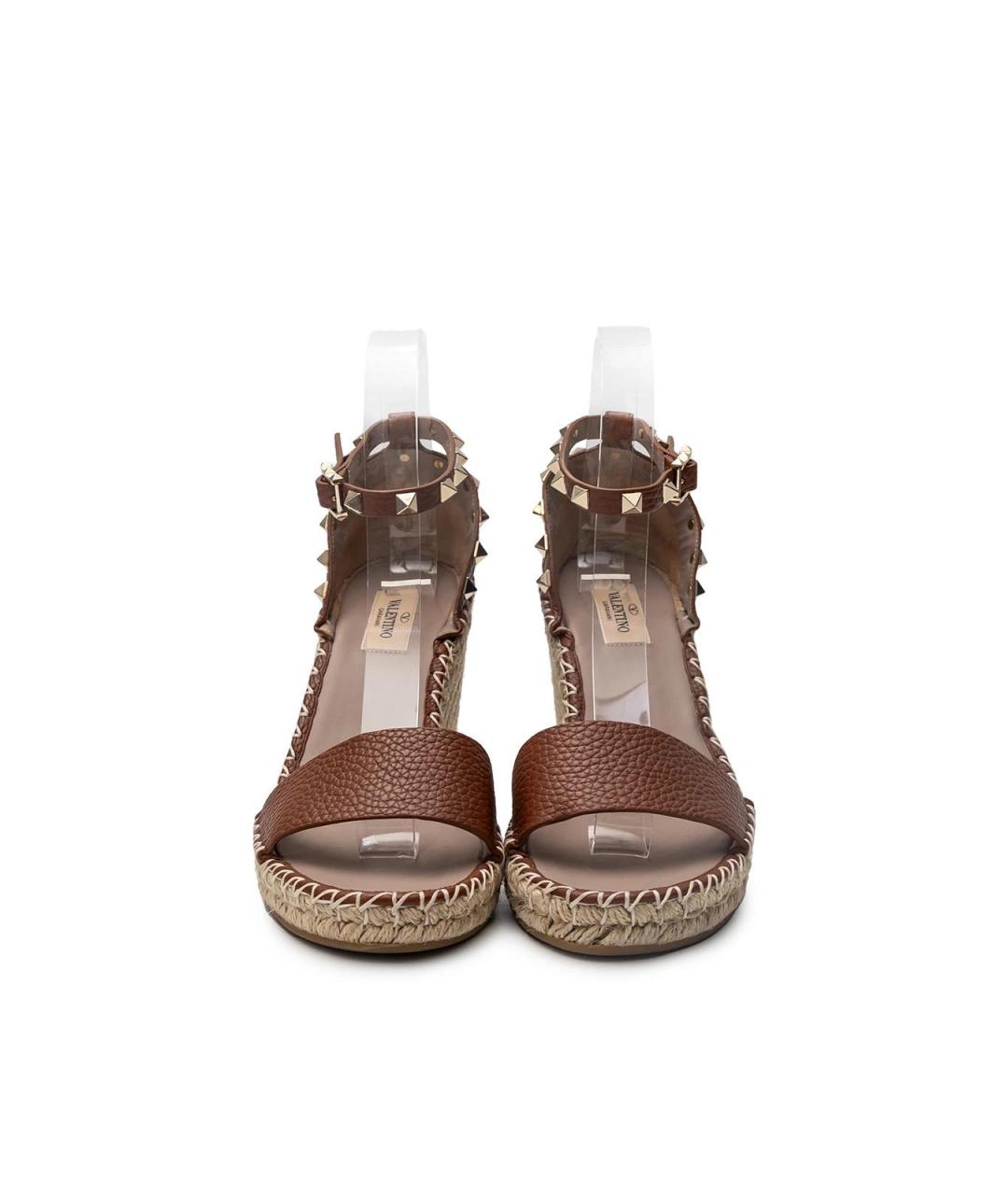 VALENTINO Коричневые кожаные босоножки, фото 4