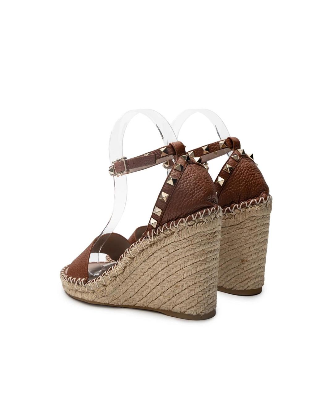 VALENTINO Коричневые кожаные босоножки, фото 3