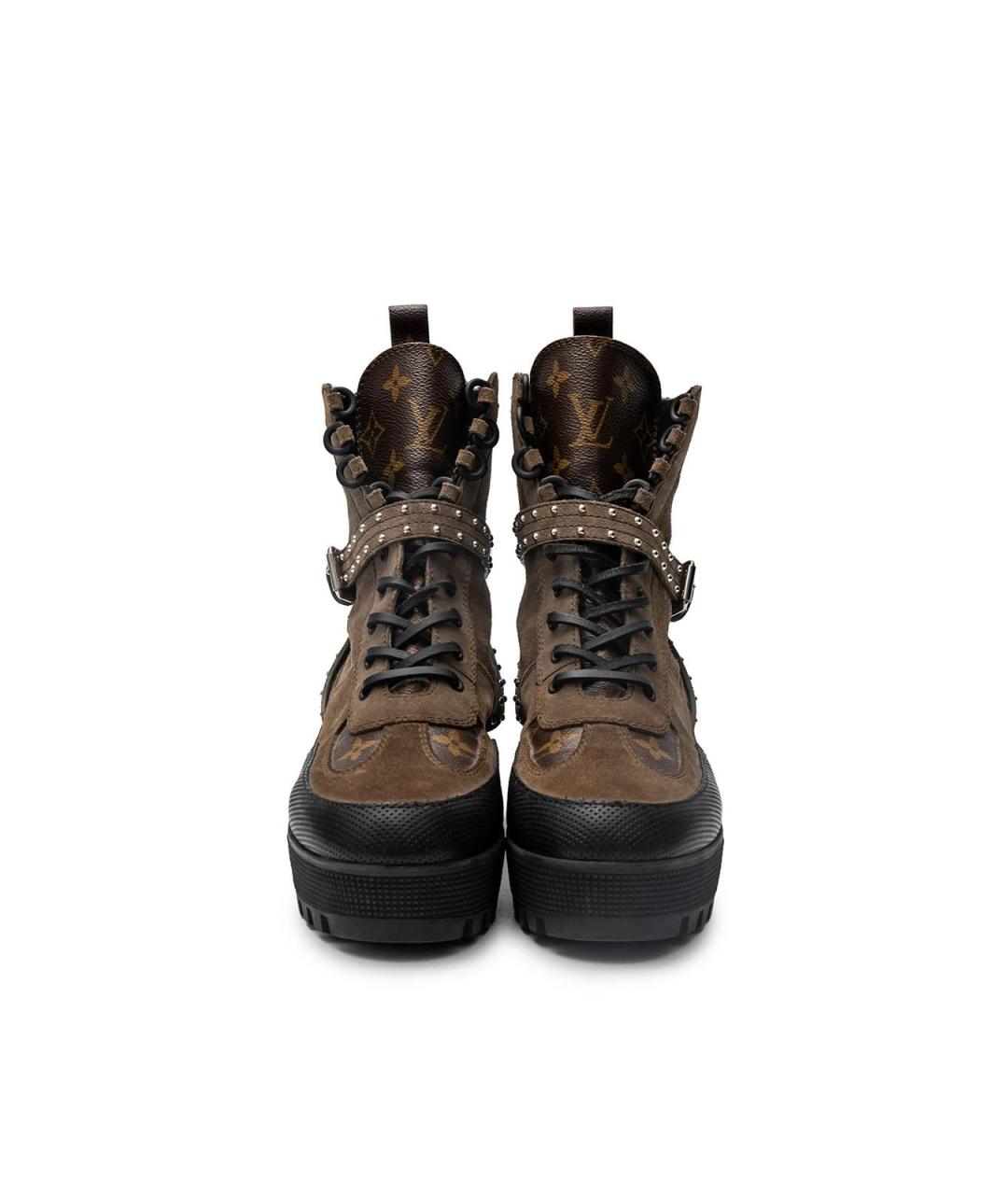 LOUIS VUITTON Коричневые замшевые ботинки, фото 4