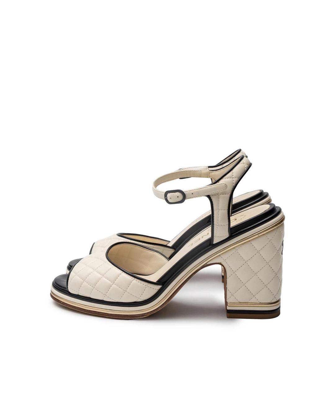 CHANEL Белые кожаные босоножки, фото 5