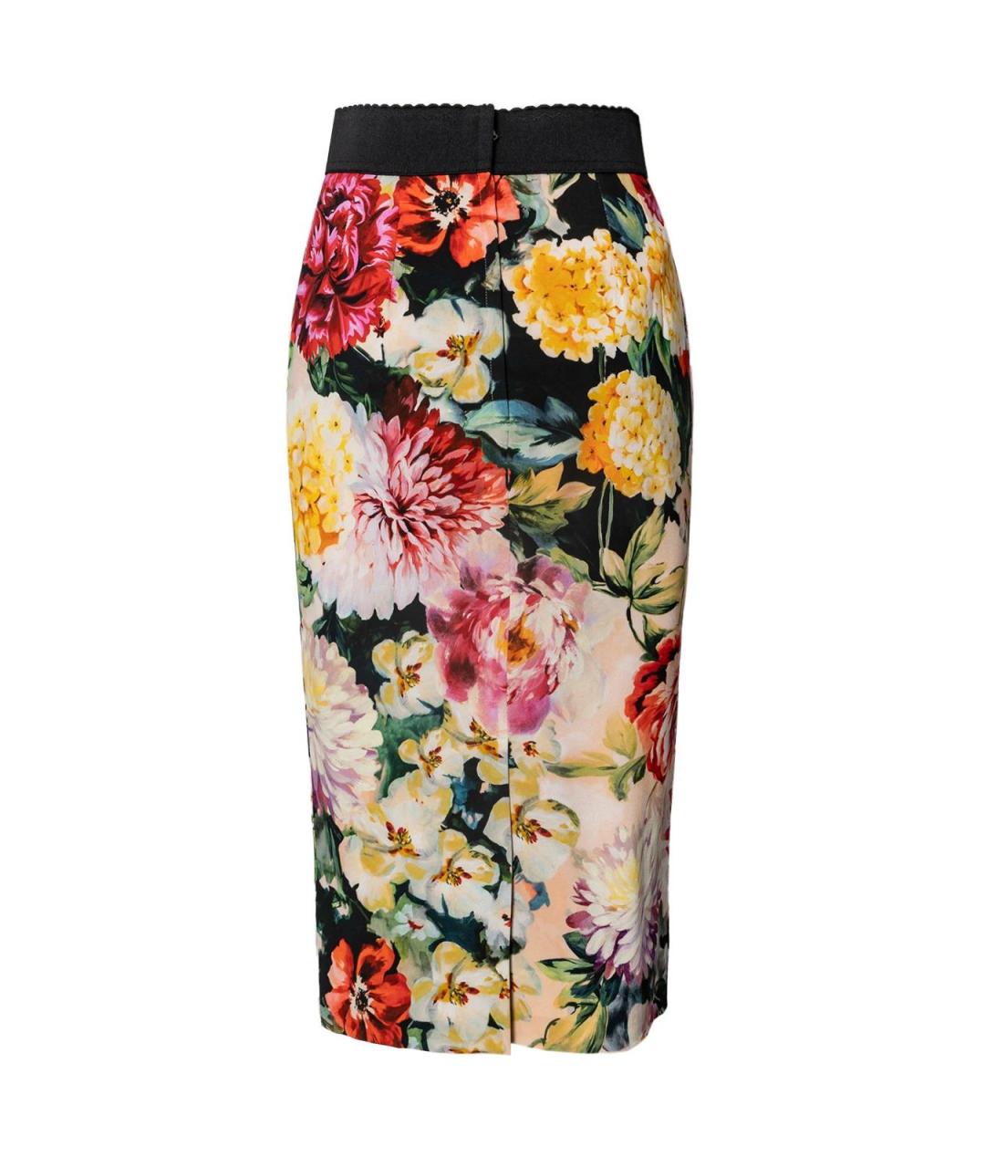 DOLCE&GABBANA Черная шелковая юбка миди, фото 2