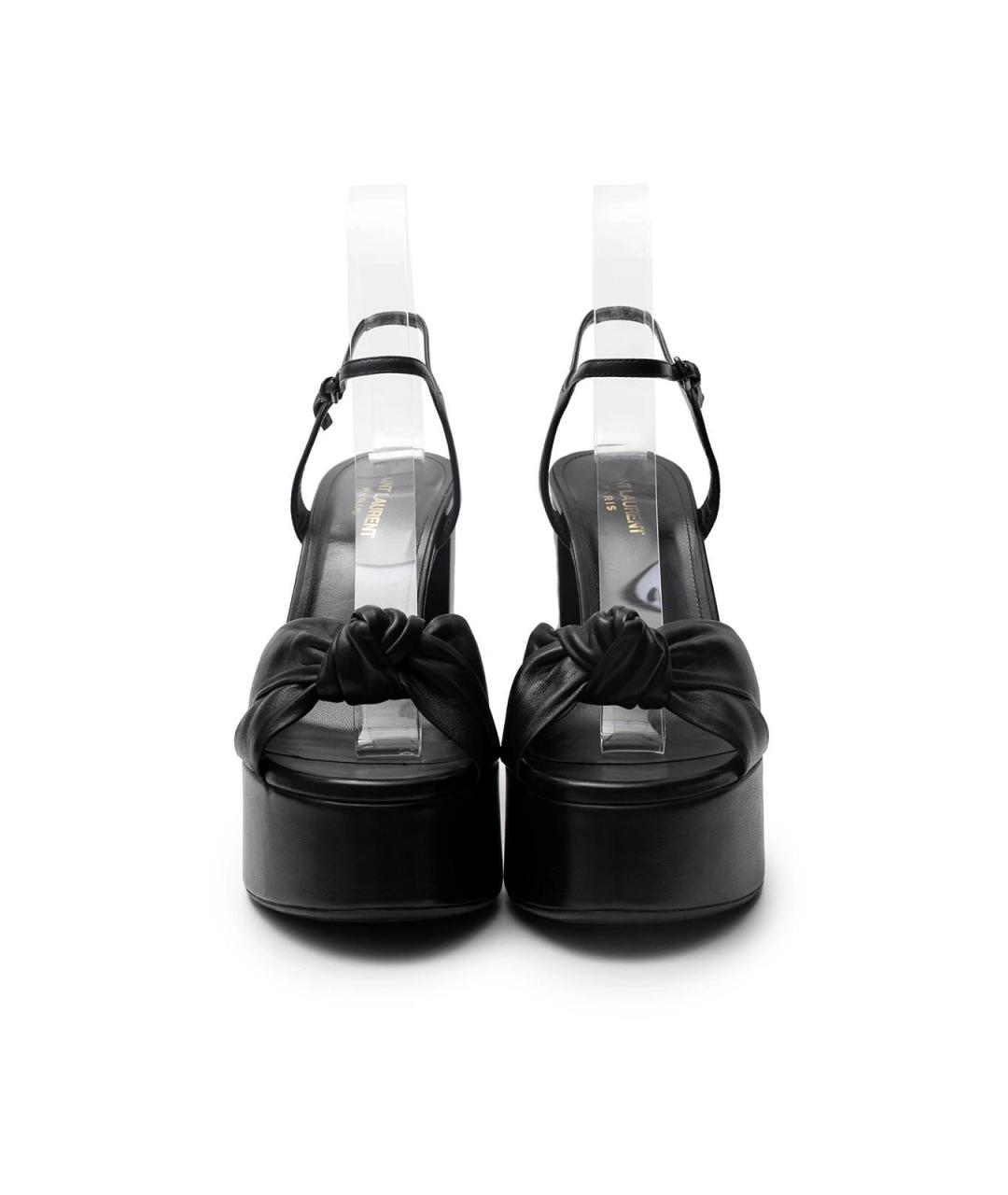 SAINT LAURENT Черные кожаные босоножки, фото 4