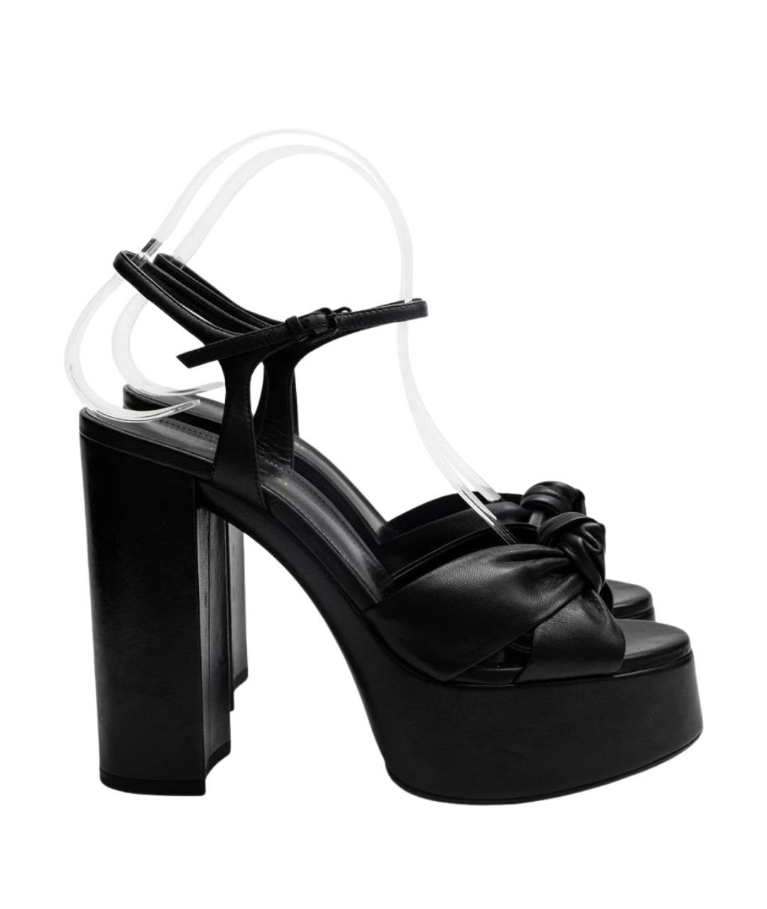 SAINT LAURENT Черные кожаные босоножки, фото 1