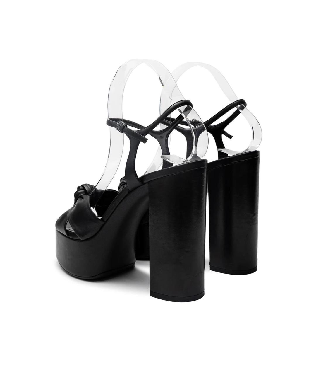 SAINT LAURENT Черные кожаные босоножки, фото 3