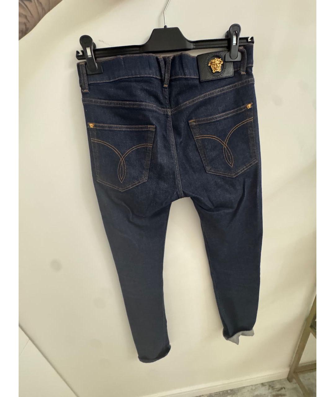 VERSACE Темно-синие хлопковые прямые джинсы, фото 2