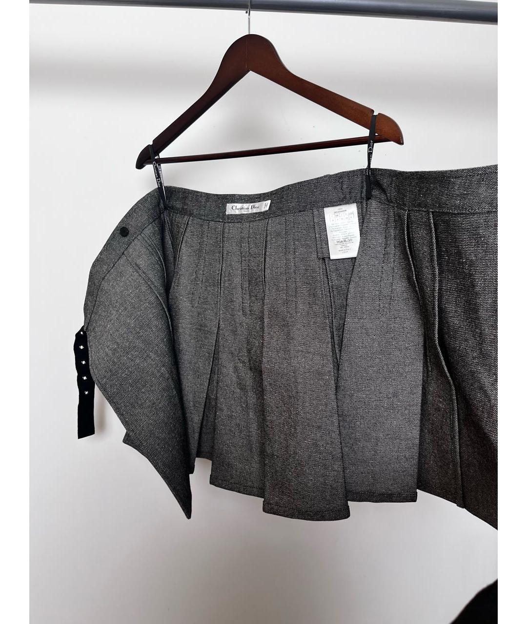 CHRISTIAN DIOR Серая хлопковая юбка мини, фото 3