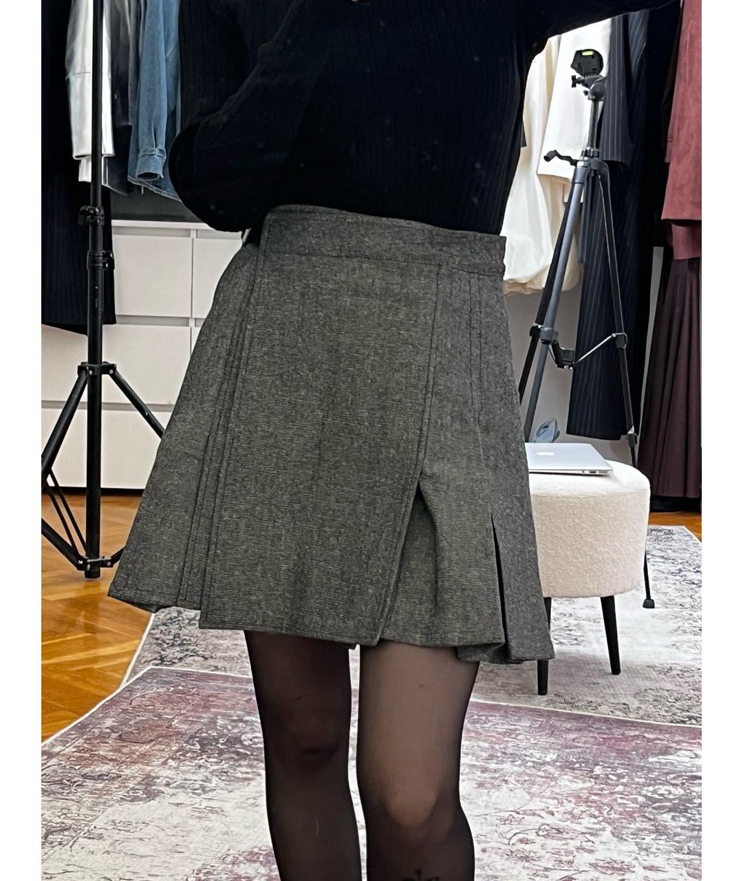 CHRISTIAN DIOR Серая хлопковая юбка мини, фото 7