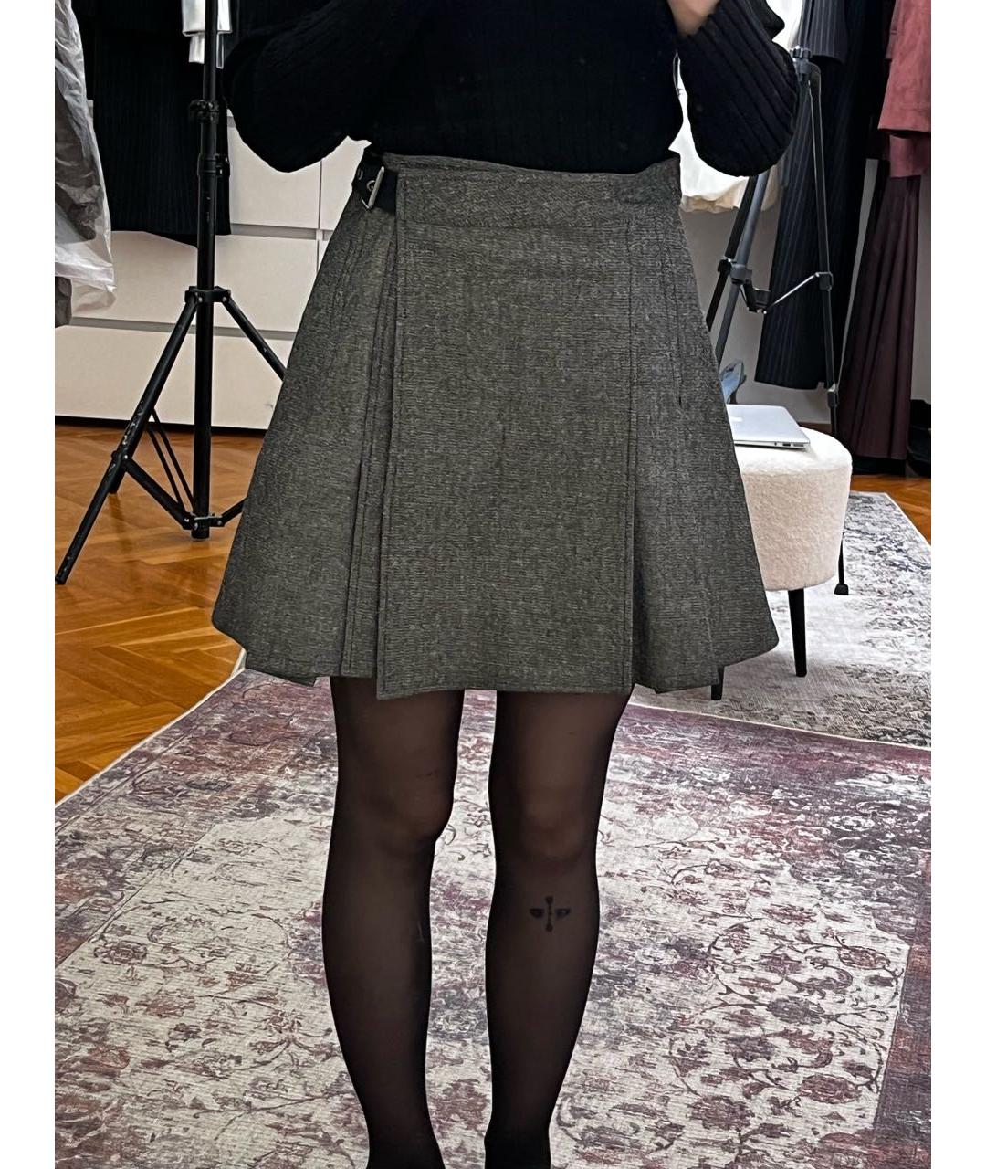 CHRISTIAN DIOR Серая хлопковая юбка мини, фото 6