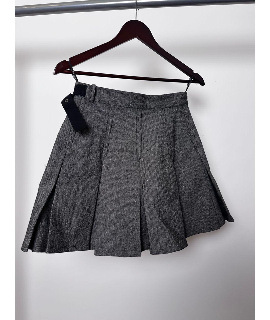 CHRISTIAN DIOR Серая хлопковая юбка мини, фото 2