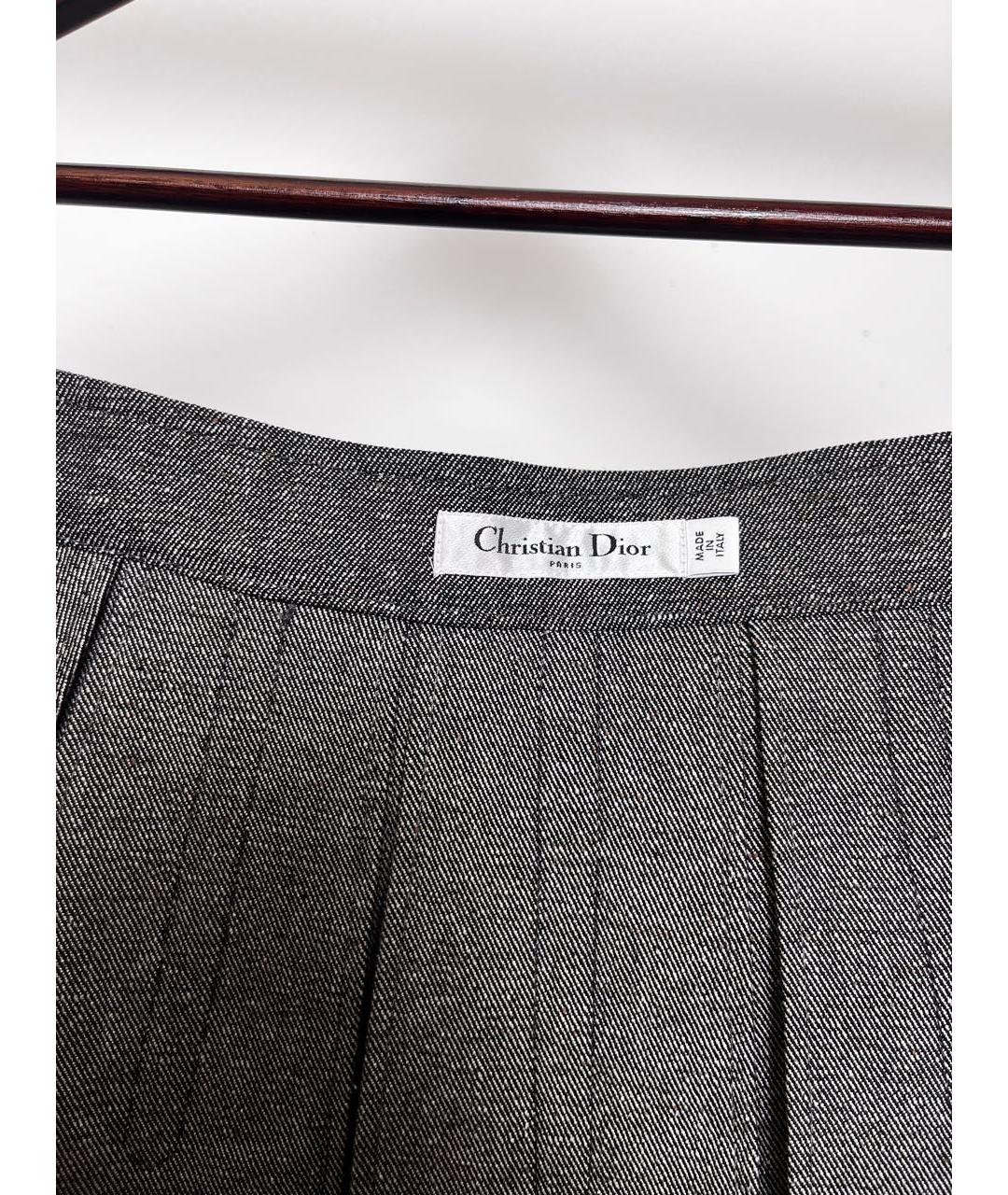 CHRISTIAN DIOR Серая хлопковая юбка мини, фото 4