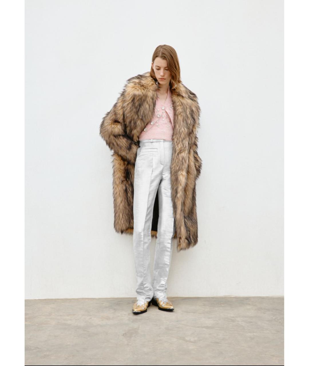 PACO RABANNE Серебряные прямые брюки, фото 2