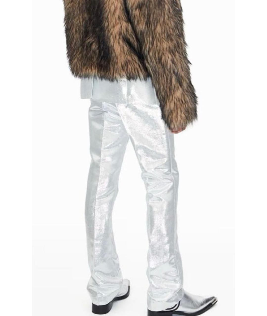 PACO RABANNE Серебряные классические брюки, фото 3