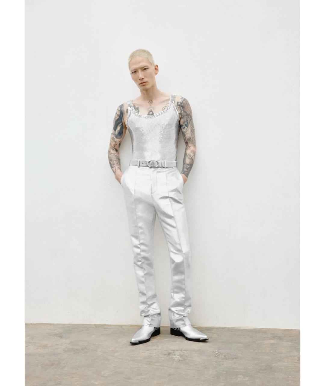 PACO RABANNE Серебряные классические брюки, фото 2