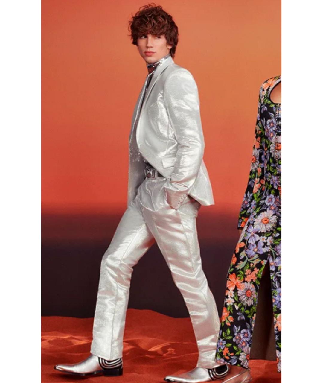 PACO RABANNE Серебряные классические брюки, фото 4