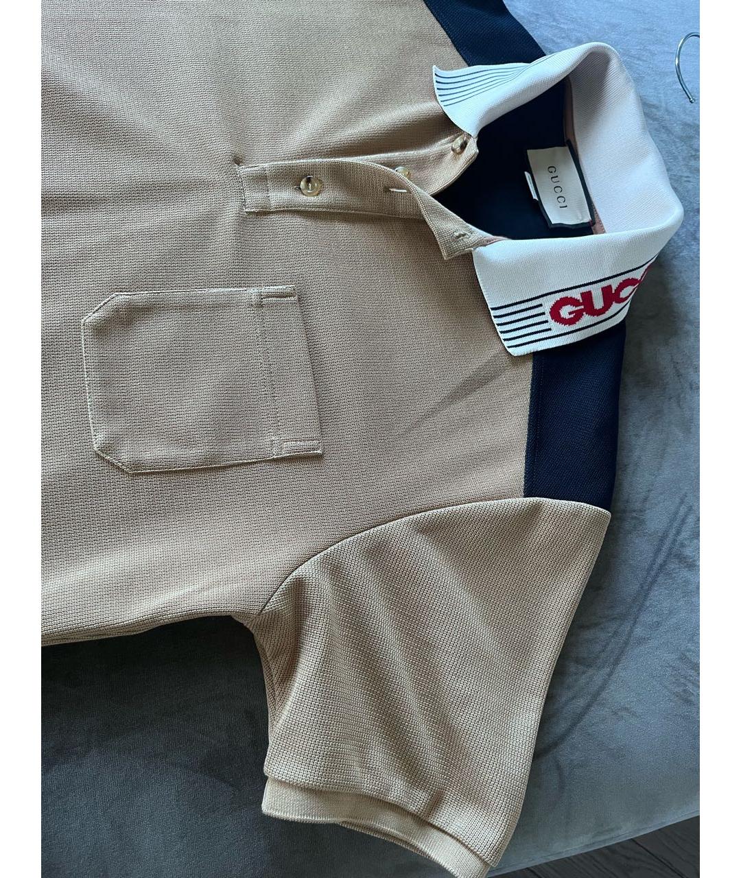 GUCCI Коричневое хлопковое поло с коротким рукавом, фото 2