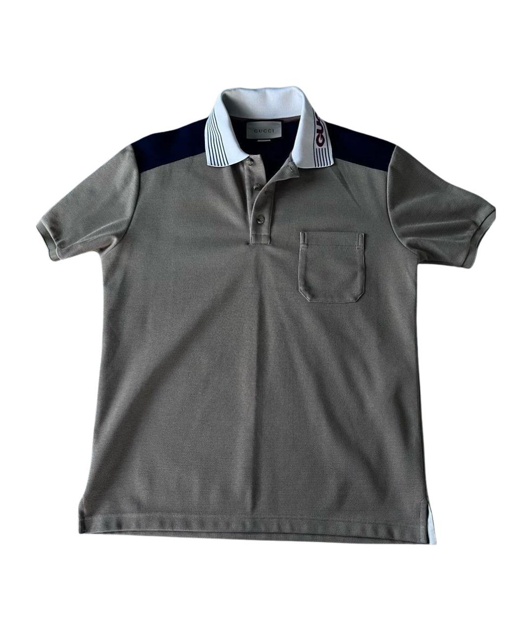 GUCCI Коричневое хлопковое поло с коротким рукавом, фото 1