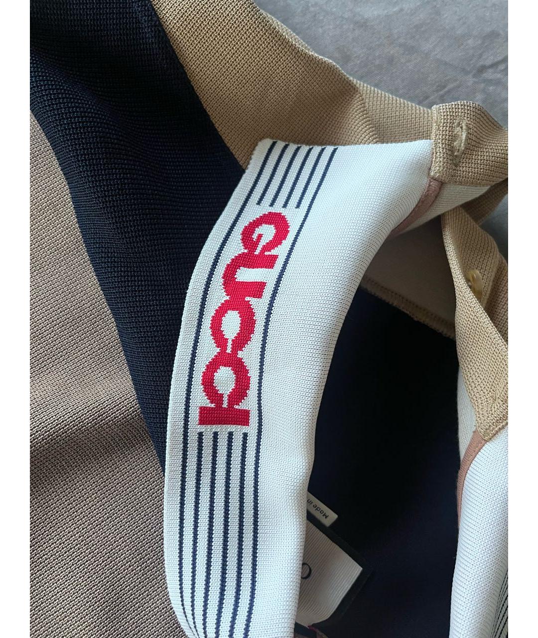 GUCCI Коричневое хлопковое поло с коротким рукавом, фото 5