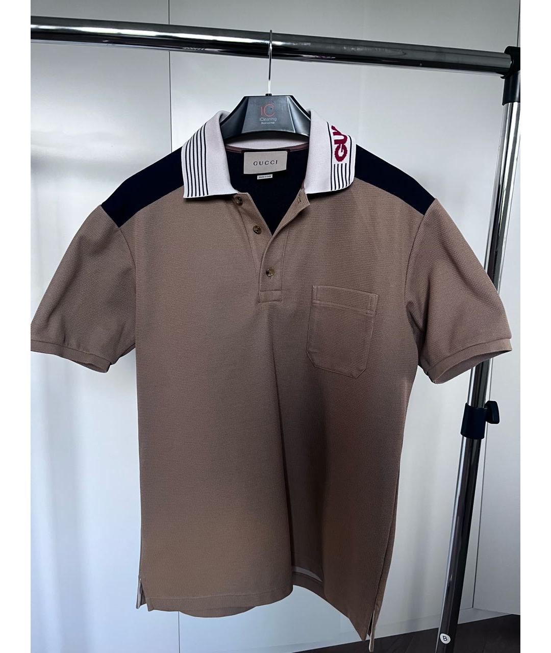 GUCCI Коричневое хлопковое поло с коротким рукавом, фото 6