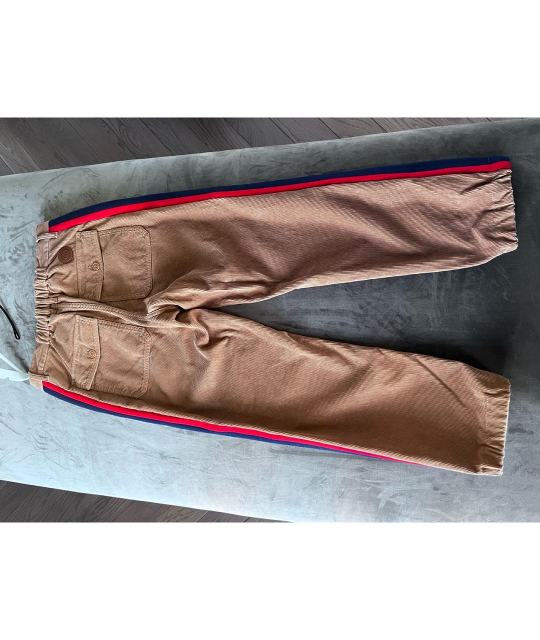 GUCCI Коричневые хлопковые повседневные брюки, фото 2