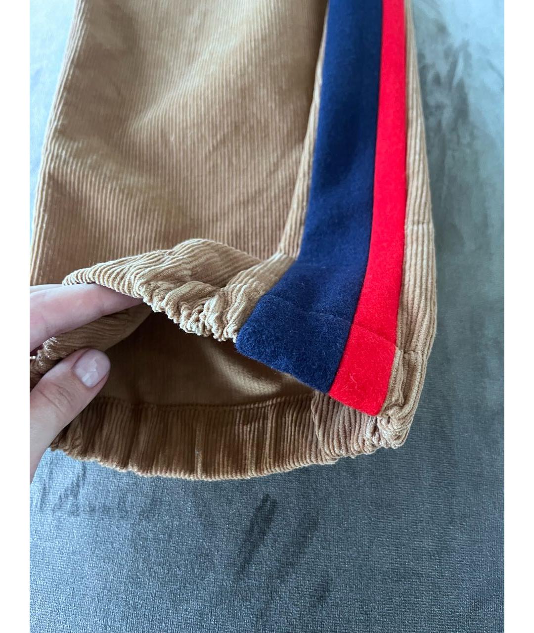 GUCCI Коричневые хлопковые повседневные брюки, фото 3