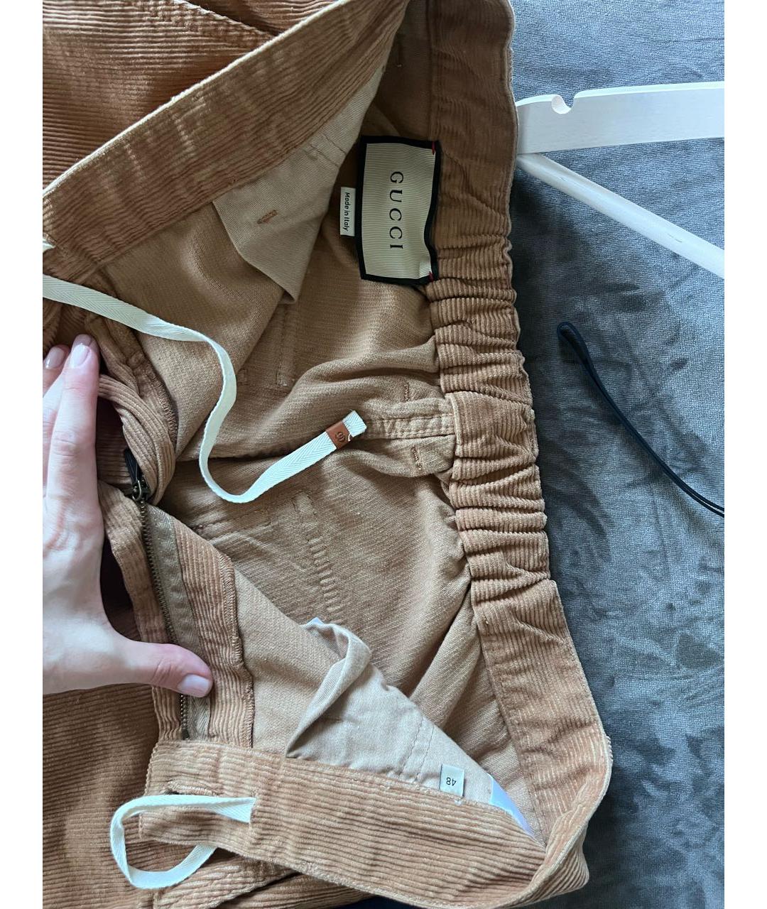 GUCCI Коричневые хлопковые повседневные брюки, фото 4