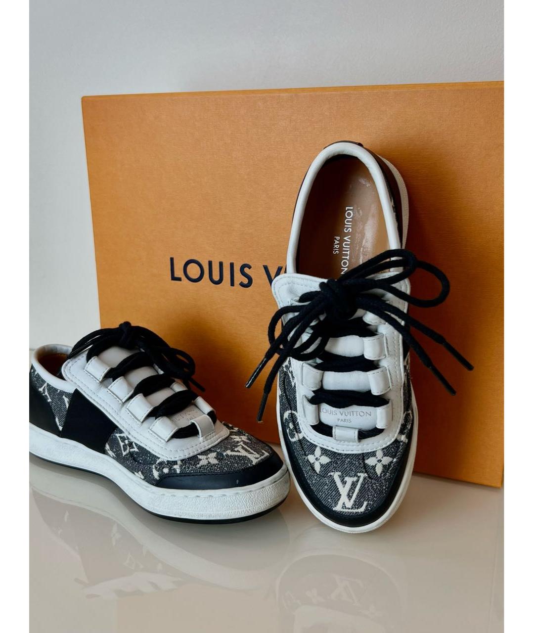 LOUIS VUITTON Серые кожаные кеды, фото 3