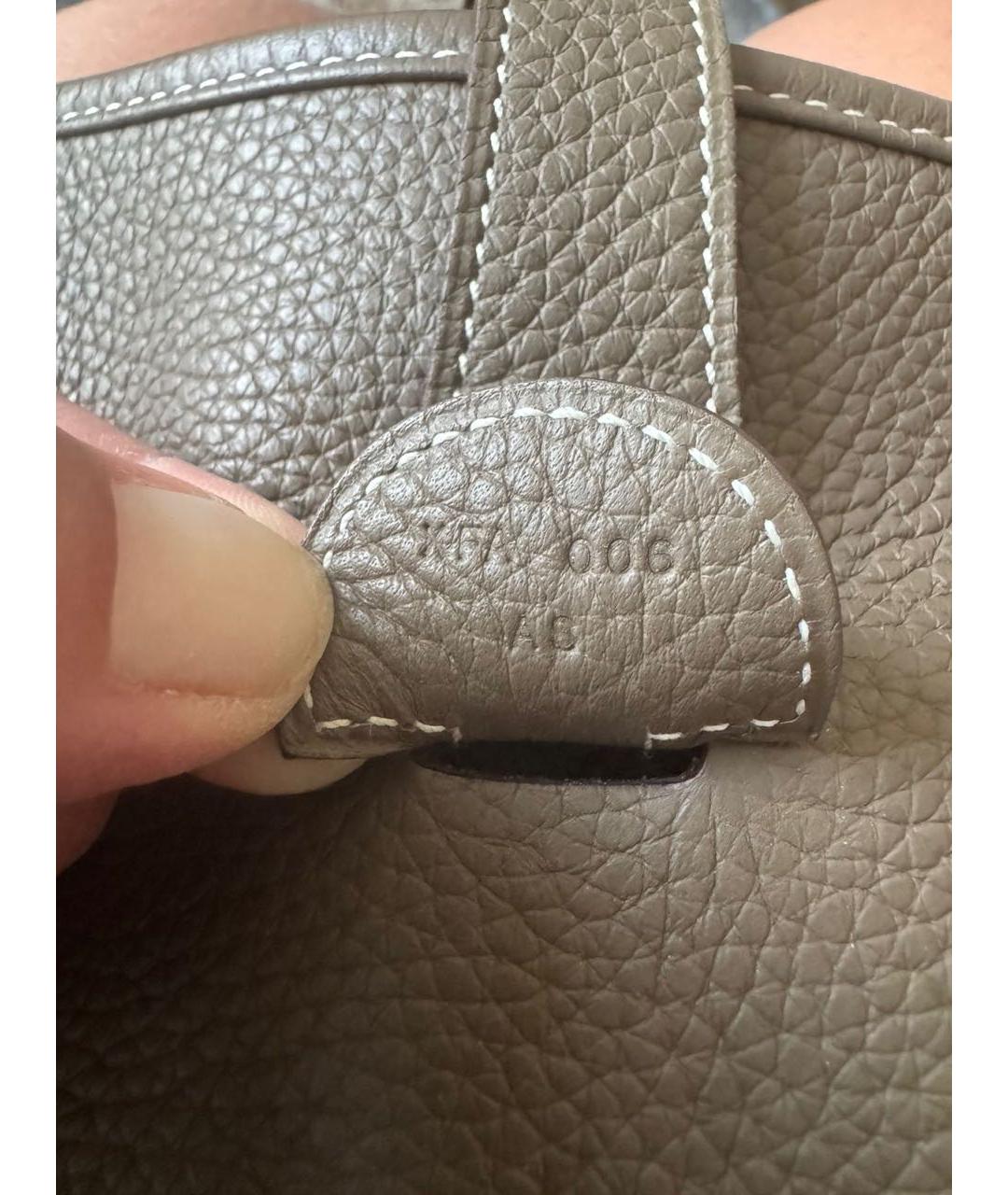 HERMES Серая кожаная сумка через плечо, фото 4