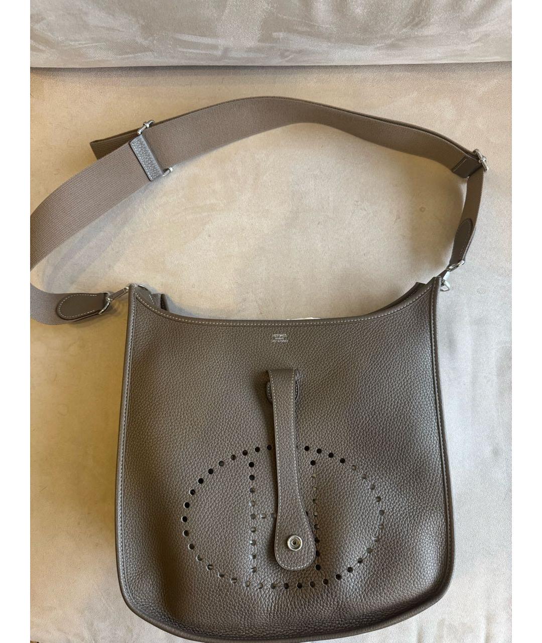 HERMES Серая кожаная сумка через плечо, фото 3