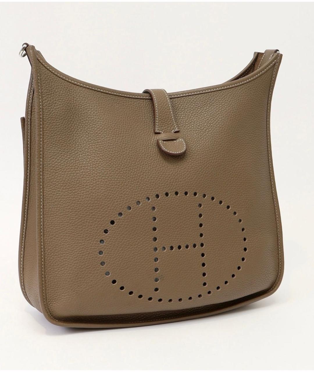 HERMES Серая кожаная сумка через плечо, фото 5