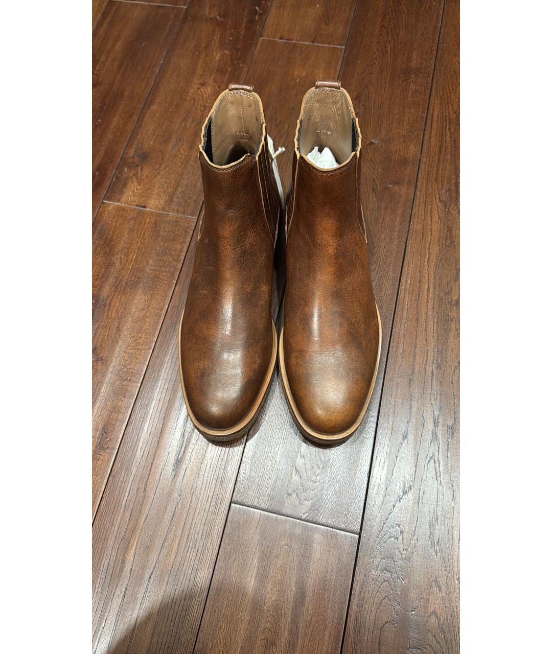 BRUNELLO CUCINELLI Коричневые кожаные высокие ботинки, фото 2