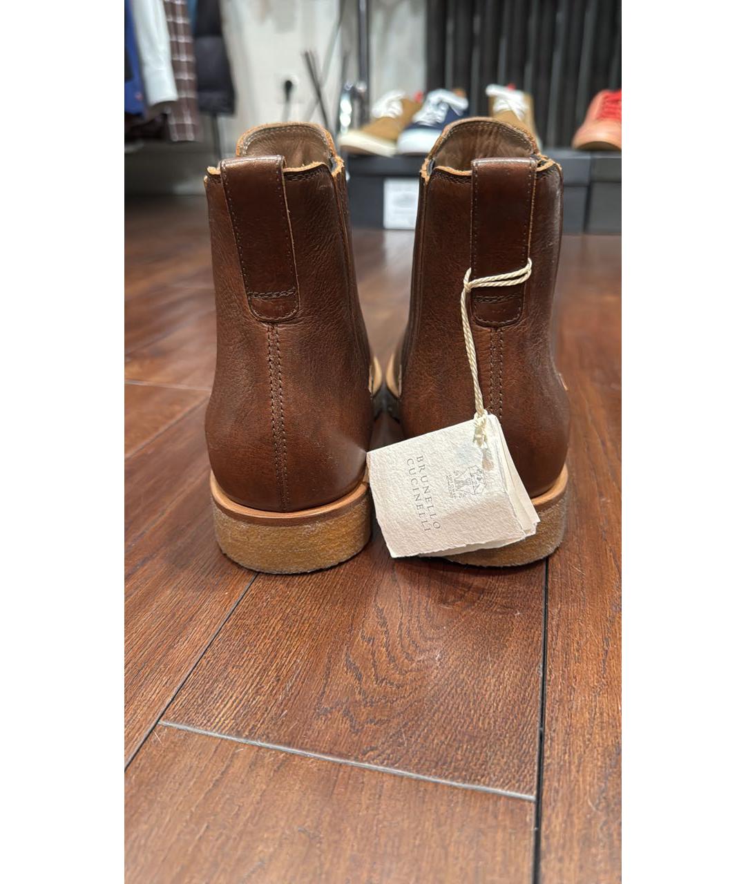 BRUNELLO CUCINELLI Коричневые кожаные высокие ботинки, фото 4
