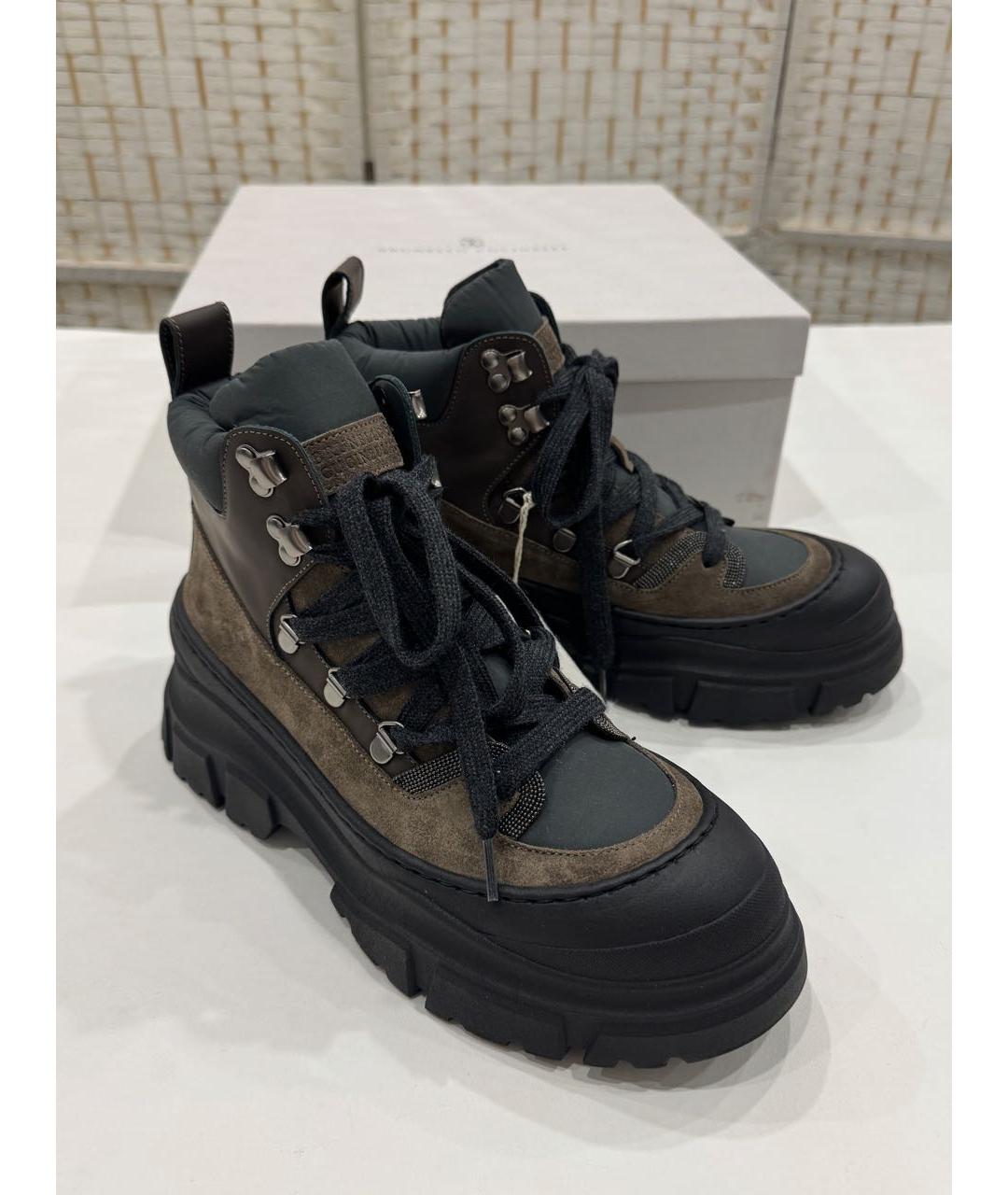 BRUNELLO CUCINELLI Коричневые замшевые ботинки, фото 2