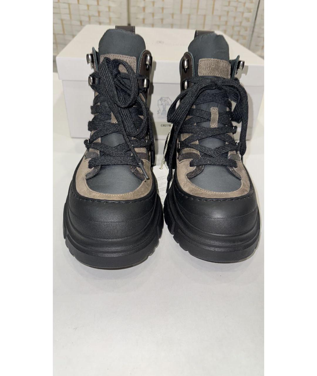 BRUNELLO CUCINELLI Коричневые замшевые ботинки, фото 4