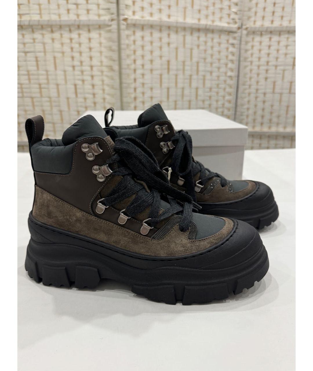 BRUNELLO CUCINELLI Коричневые замшевые ботинки, фото 5