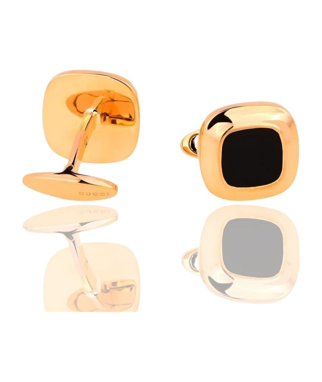GUCCI Черные запонки из желтого золота, фото 11