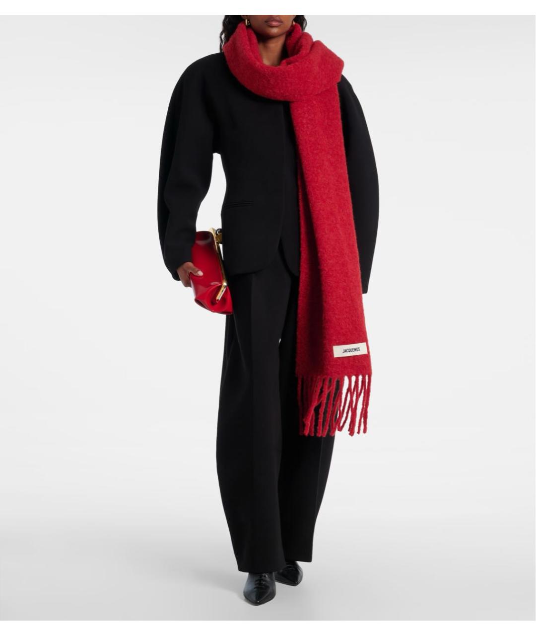JACQUEMUS Красный шерстяной шарф, фото 2
