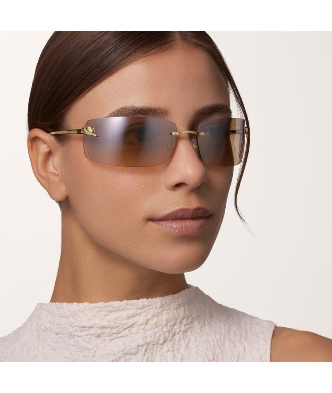 CARTIER Золотые металлические солнцезащитные очки, фото 3