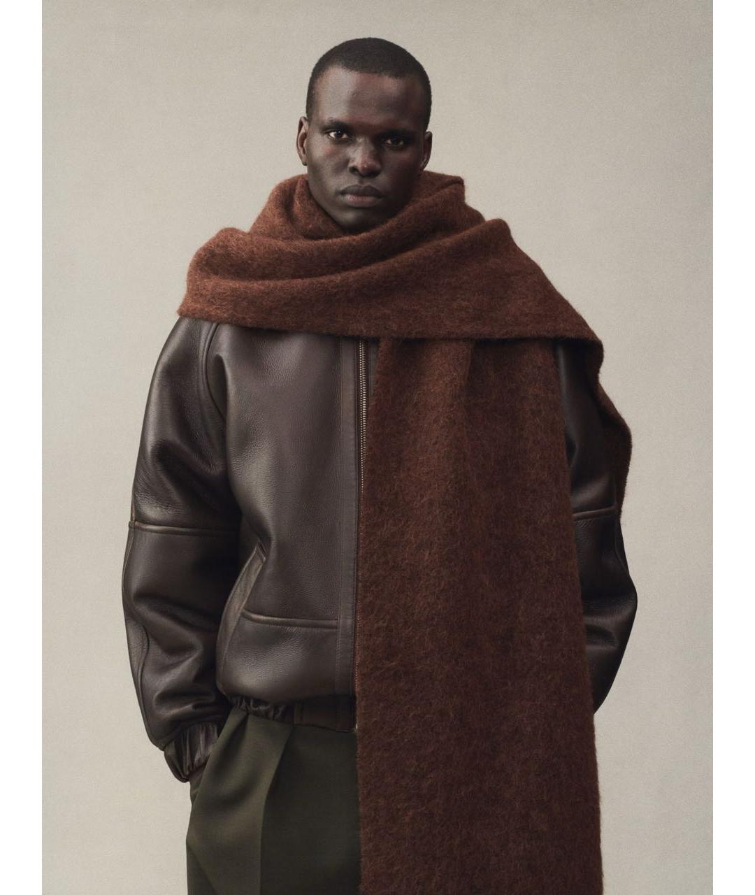 JACQUEMUS Коричневый шерстяной шарф, фото 6