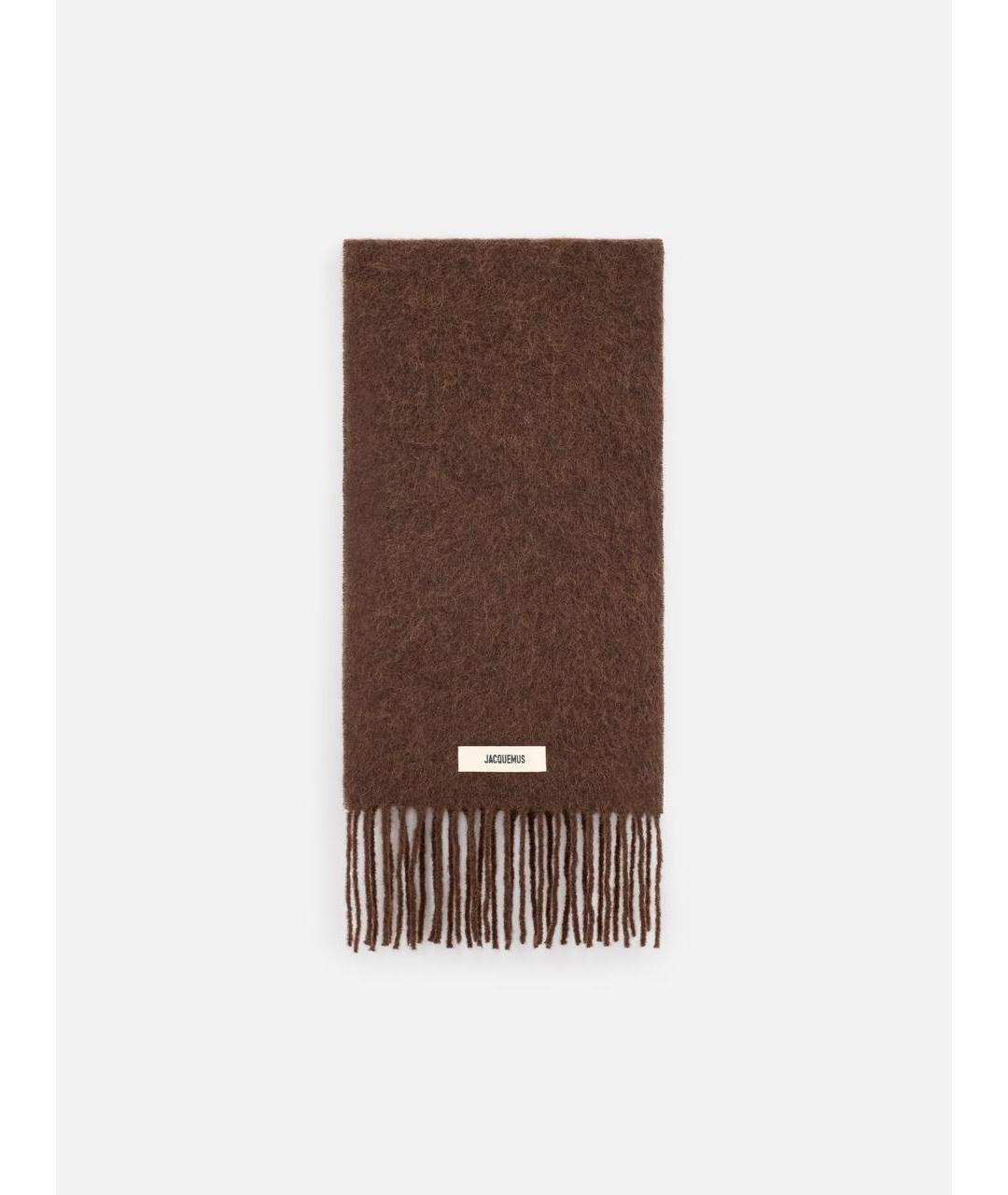 JACQUEMUS Коричневый шерстяной шарф, фото 7