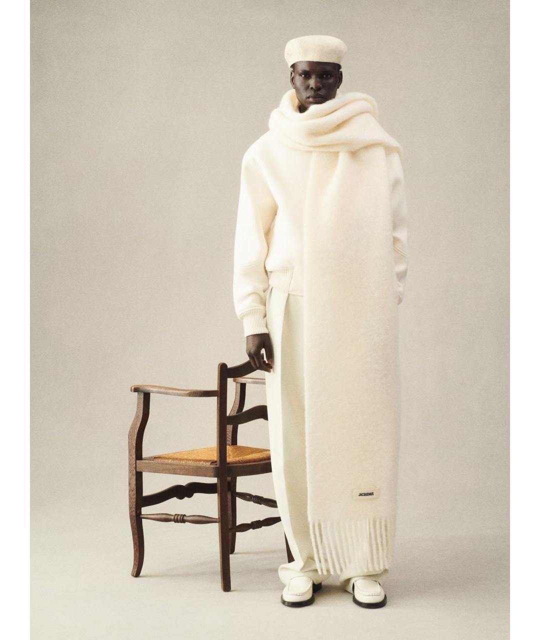 JACQUEMUS Бежевый шерстяной шарф, фото 4