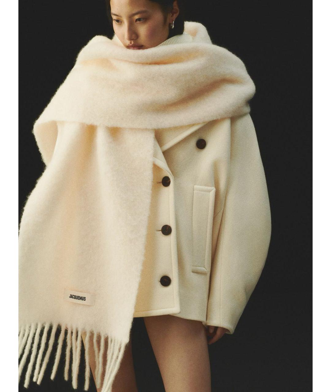 JACQUEMUS Бежевый шерстяной шарф, фото 2