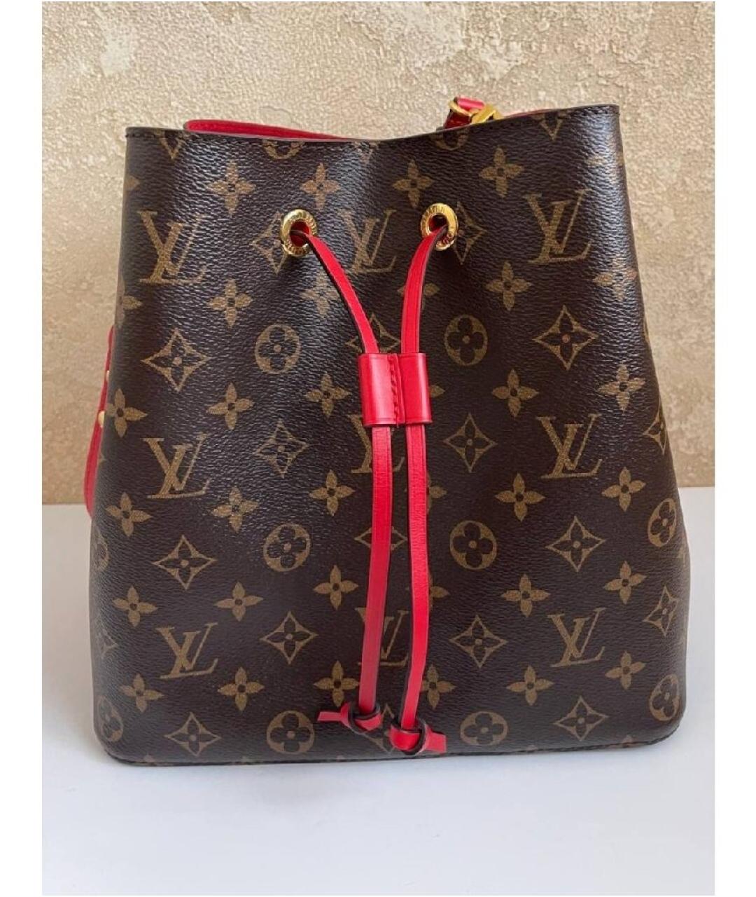 LOUIS VUITTON Бордовая кожаная сумка с короткими ручками, фото 2