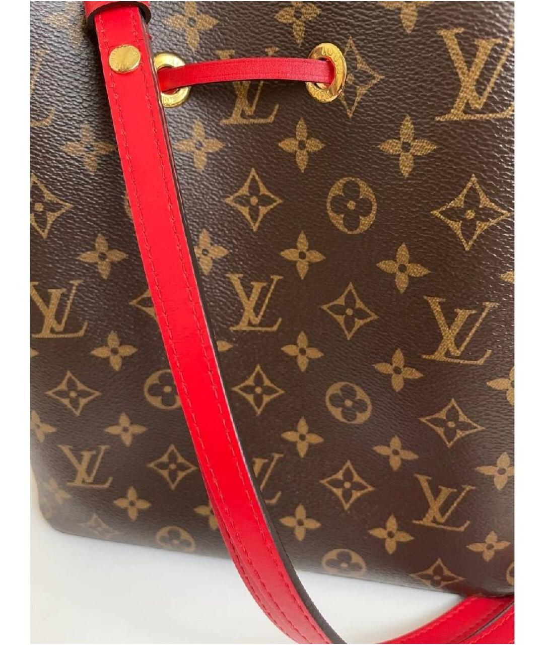 LOUIS VUITTON Бордовая кожаная сумка с короткими ручками, фото 4