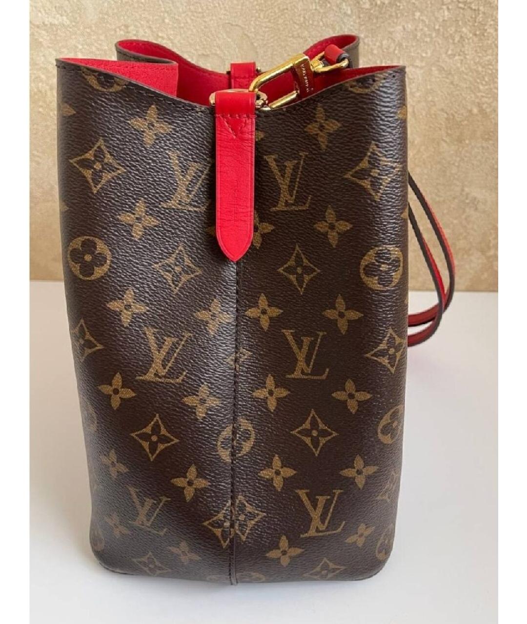 LOUIS VUITTON Бордовая кожаная сумка с короткими ручками, фото 3