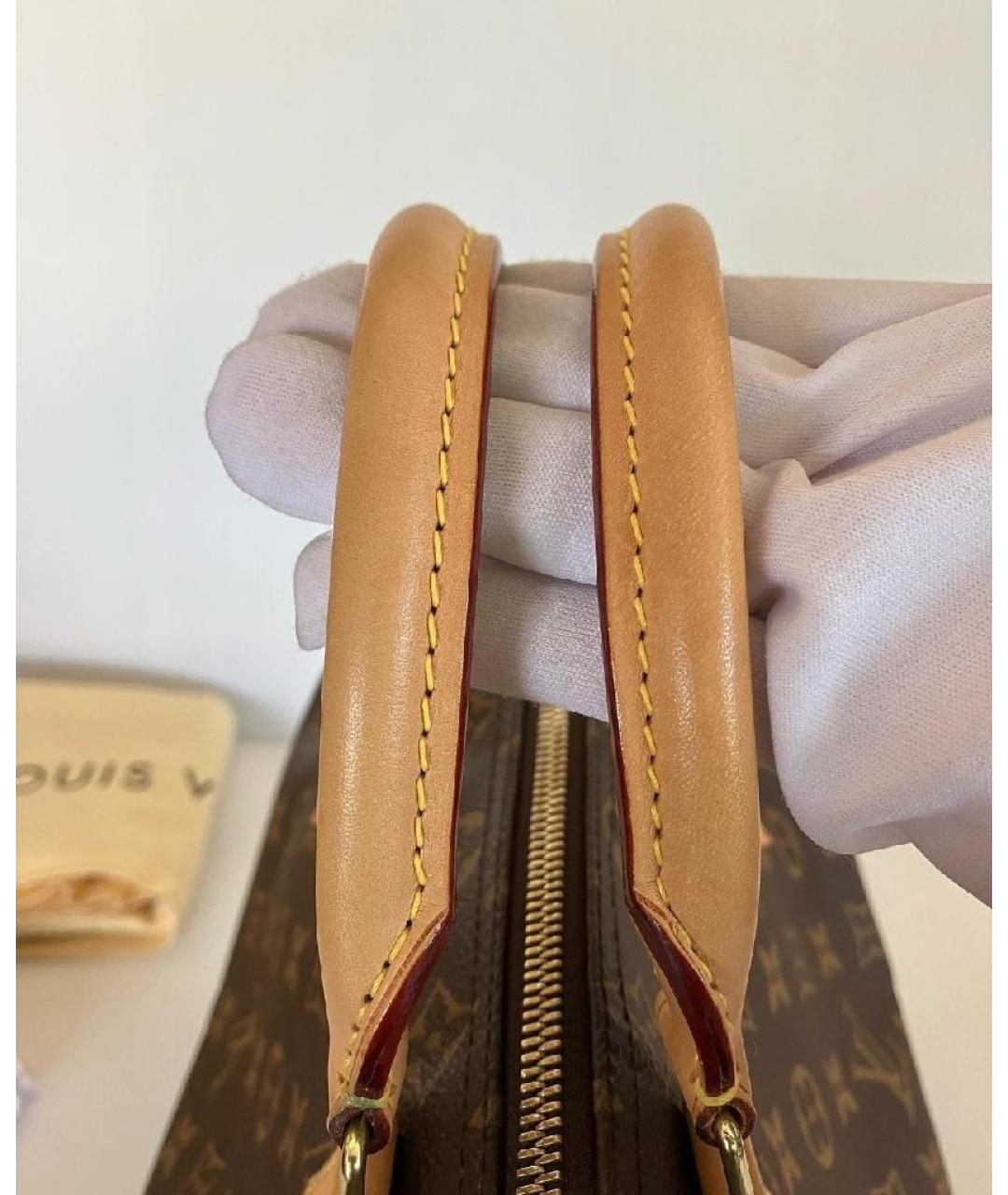 LOUIS VUITTON Коричневая кожаная сумка с короткими ручками, фото 4