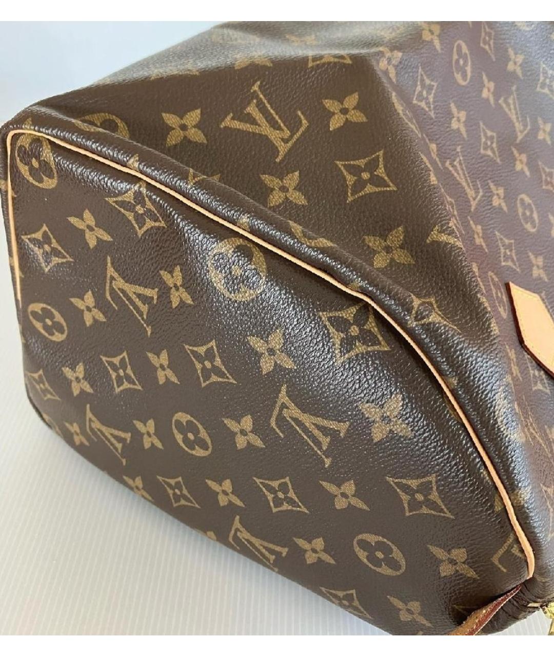 LOUIS VUITTON Коричневая кожаная сумка с короткими ручками, фото 3
